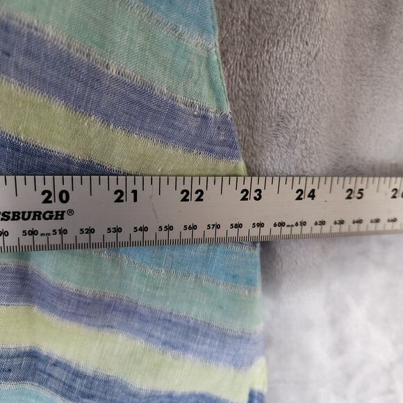 J Jill Linen Dress Womens Medium Petite Long Maxi Love Blue Diagonal Striped PM - Picture 11 of 12